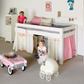 Lahe - Half high bed with slant ladder end mount - 90x200 cm - White in a stylish children's room.