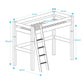 Lahe - High bed with slant ladder - 90x200 cm - White dimensions and design details illustration.