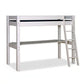 Lahe - High bed with slant ladder and table top - 90x200 cm - White showcasing Scandinavian design and solid construction.