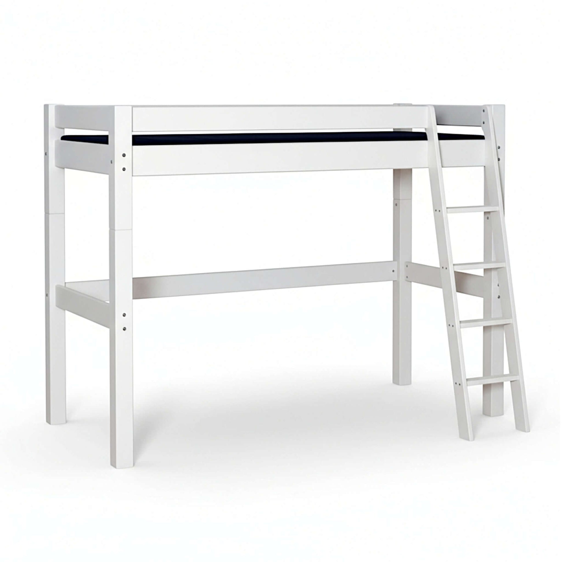 Lahe - High bed with slant ladder - 90x200 cm - White featuring a sturdy design and sustainable materials.