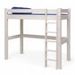 Lahe - Highbed with straight ladder - 90x200 cm - White featuring a sturdy design and functional staircase.