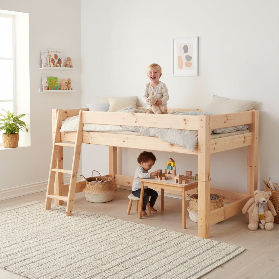 Lahe mid-height bed lifestyle image