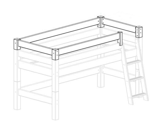 Lahe - Safety barrier all around - 90x200 cm safety rail illustration with ladder for high bed.