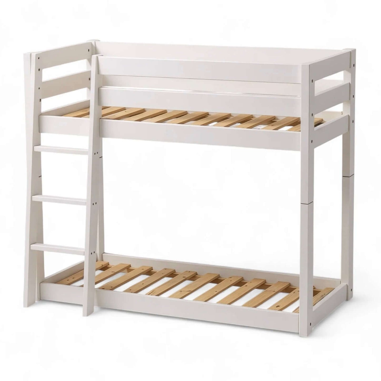 Leevi - Bed 3-in-1 - 70x160 - White with a ladder and wooden slats for versatile sleeping options.