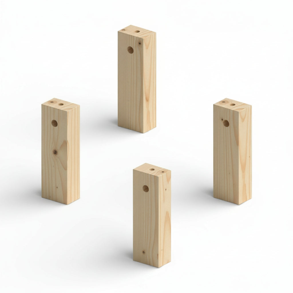 LILY | Bed Leg Extensions 20cm - set of four premium pine wood leg extensions for children's floor beds
