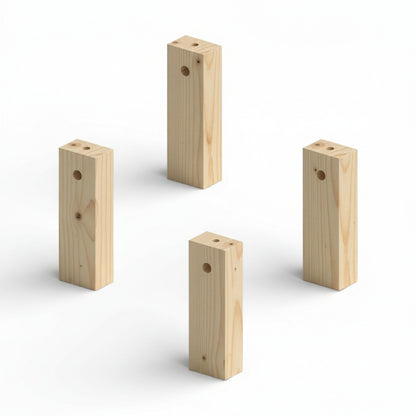 LILY | Bed Leg Extensions 20cm - set of four premium pine wood leg extensions for children's floor beds