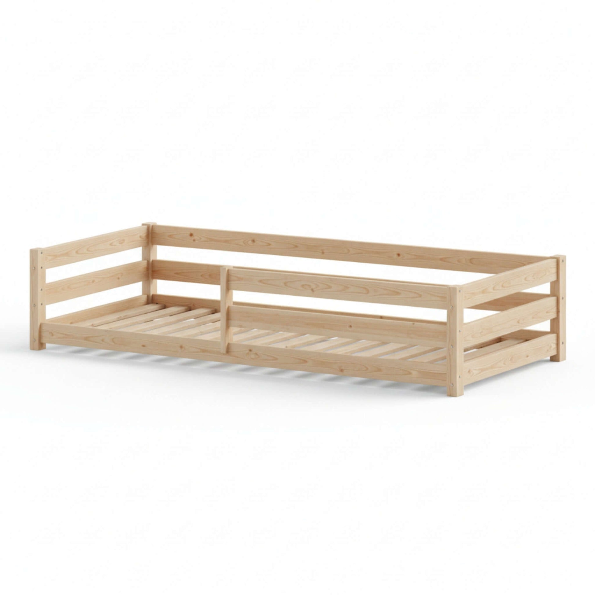 Lily - Kids' Floor Bed in natural wood finish, designed for safety and independence in children's sleeping spaces.