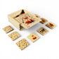 Memory game - Animals featuring wooden cards with animal designs and a storage box.