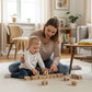 Nature Alpabet Blocks - Estonian Alphabet - Set of 30 being used by a mother and child during playtime.