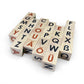 Nature Alphabet Blocks - German alphabet - Set of 30 with colorful letters on pine wood blocks.