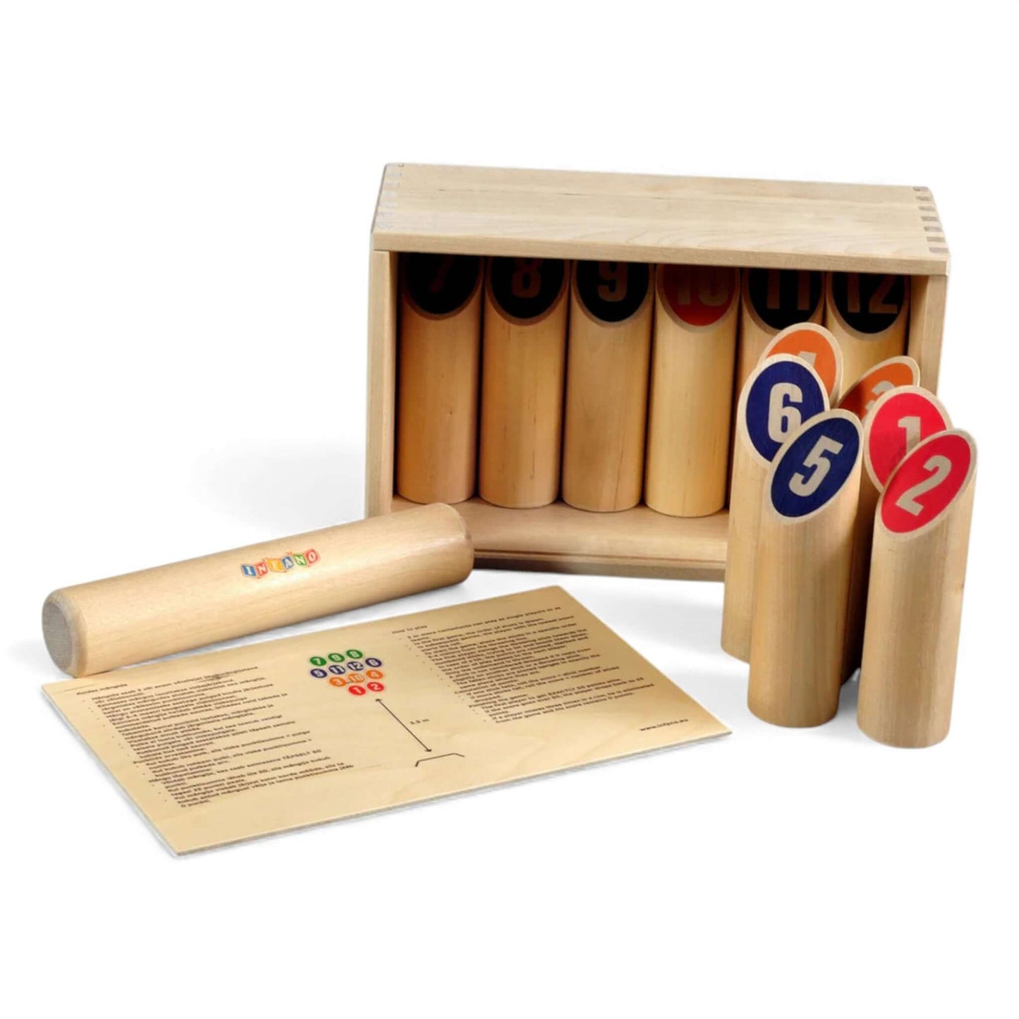 Throwing game - Scatter set including game sticks, throwing stick, and rule card.