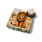 Wooden Puzzle Cubes – Savanna Adventures featuring a lion block, designed for children's creativity and problem-solving.