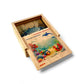 Wooden Puzzle Cubes – Underwater World packaging featuring colorful sea creatures and natural wood design.