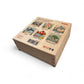 Wooden Puzzle Cubes – Underwater World set displaying playful sea creature images on natural birch wood blocks.
