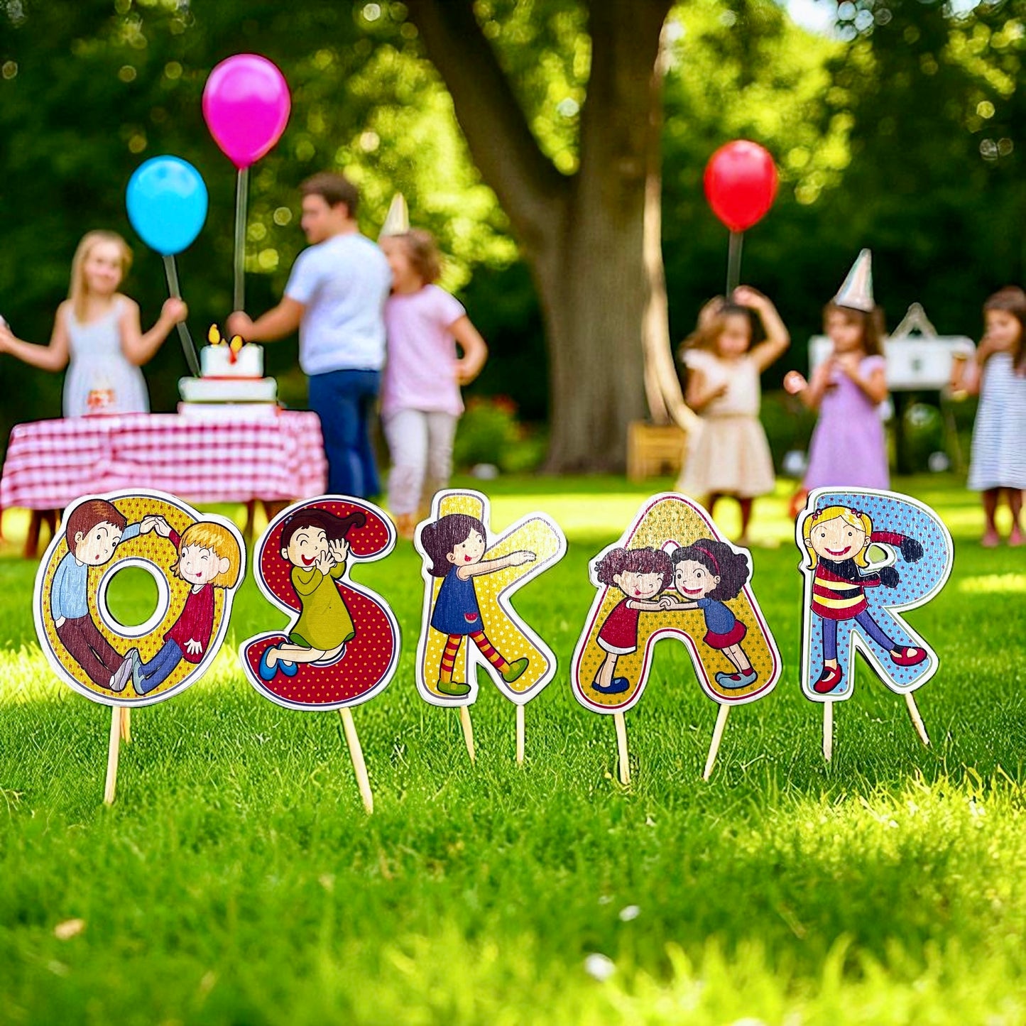 Træbogstav - Glade børn