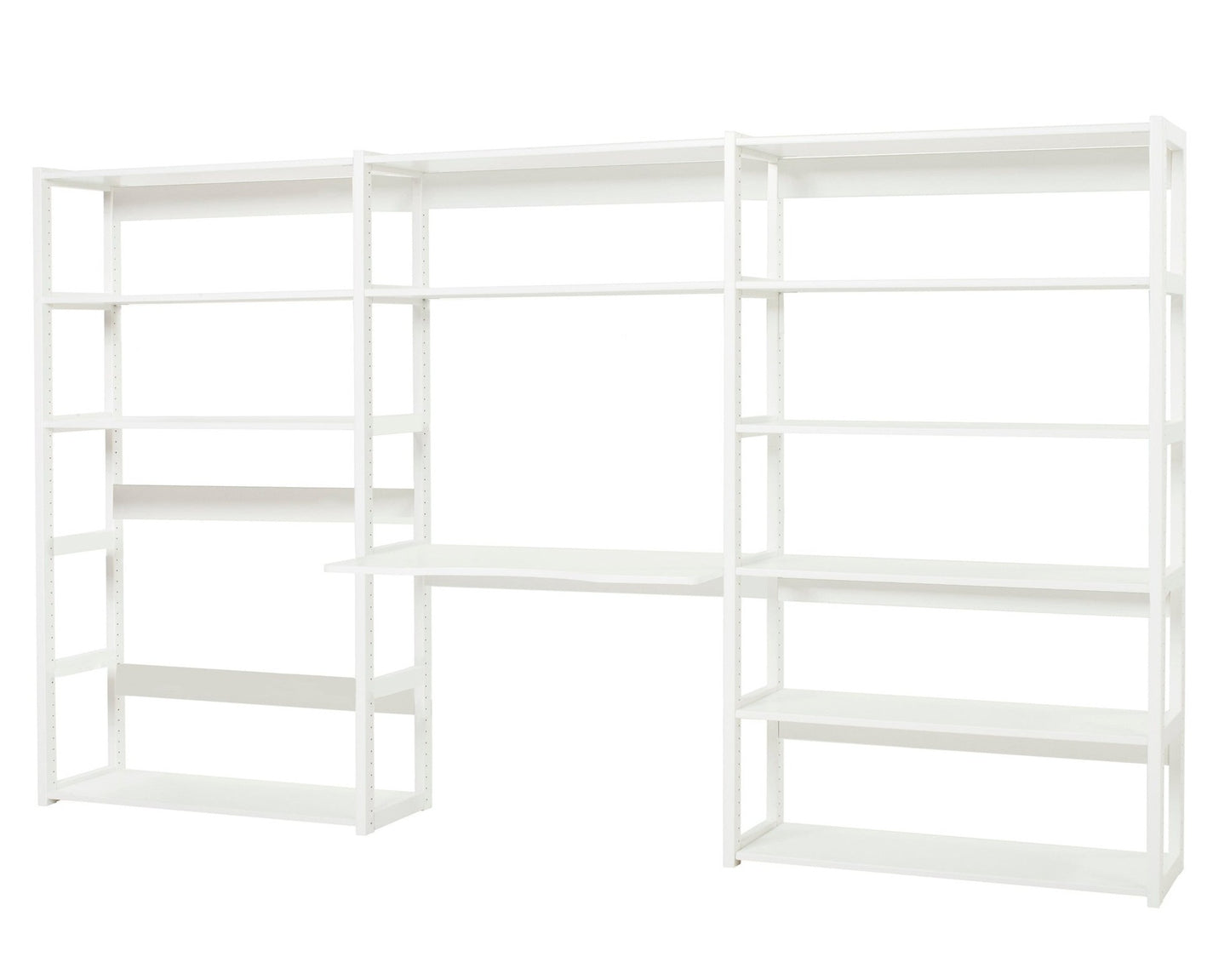 Storey - Shelf with 3 sections, 12 shelves and desk - 100 cm - White