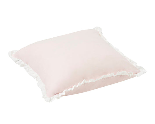 Зимняя сказка - Подушка с оборками - 50x50 см - бело-розовая