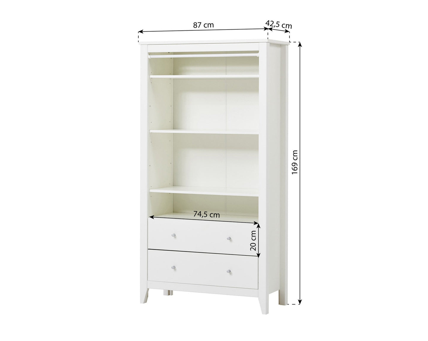 HANS - Wardrobe - 3 shelves and 2 drawers - white