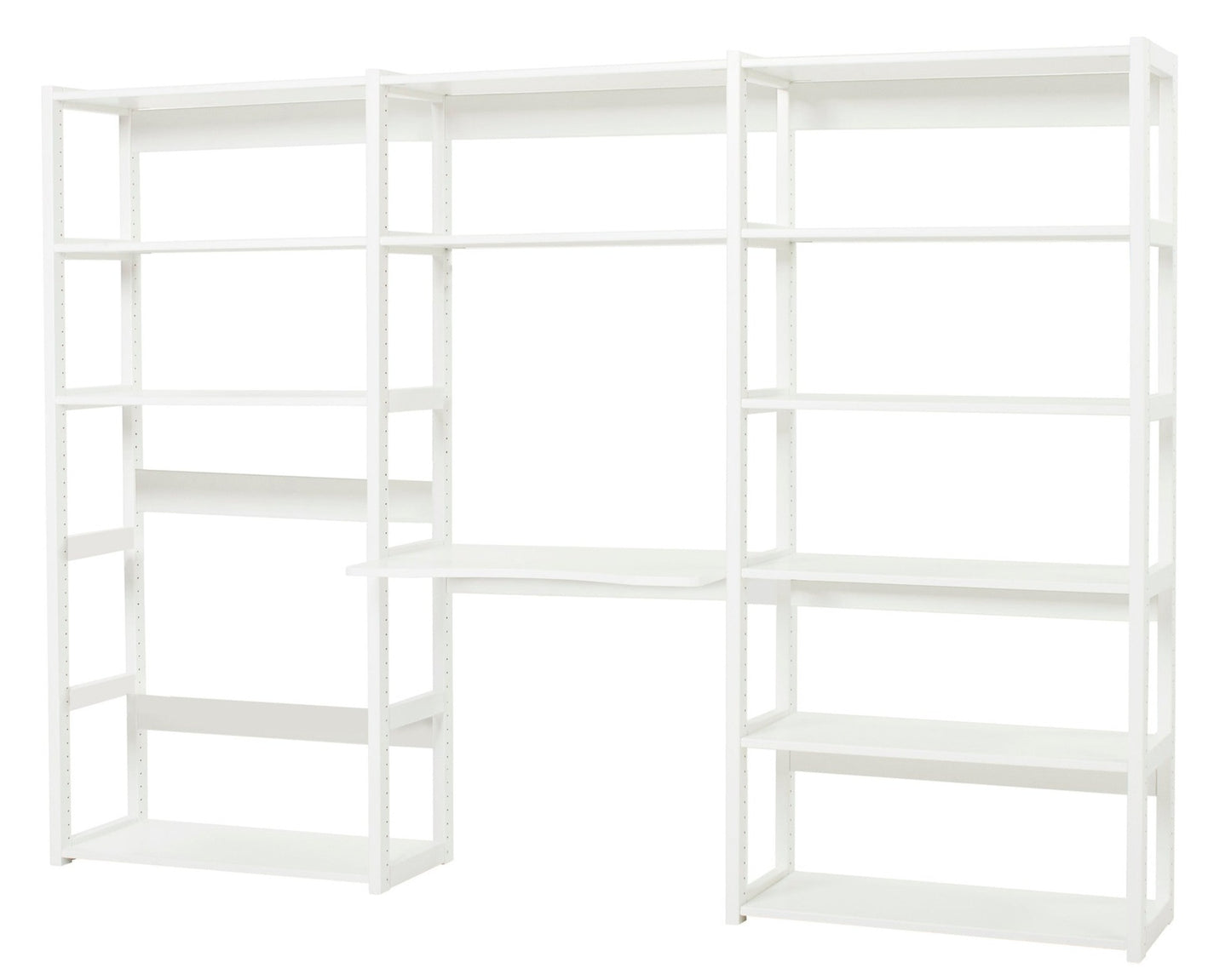 Storey - Hylly, jossa 3 osaa, 12 hyllyä ja työpöytä - 80 cm - Valkoinen