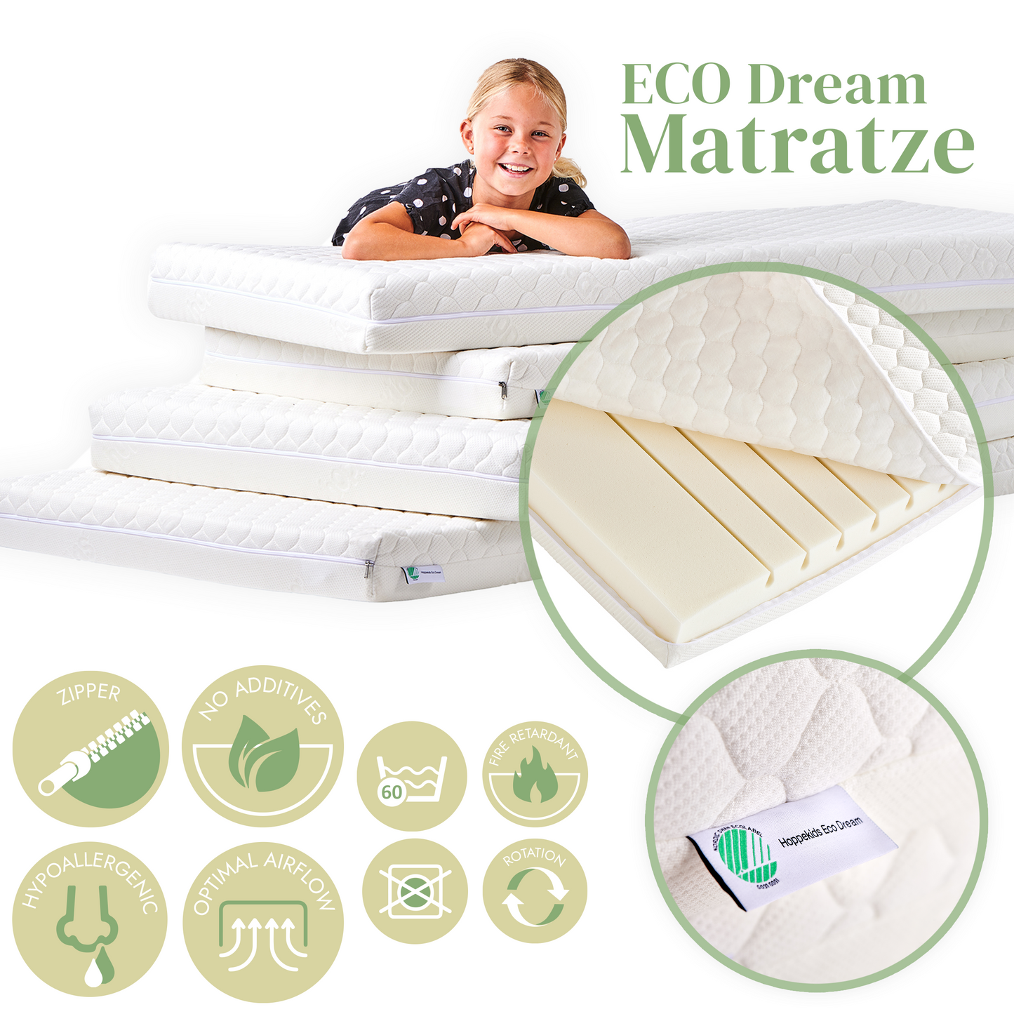 Eco Dream - Baby Mattress - Height 7 cm - 40x80 cm