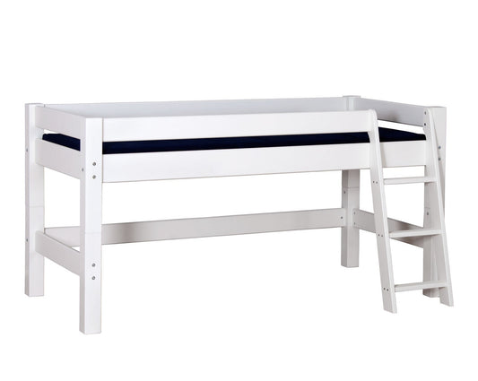 Lahe - Кровать полувысокая с наклонной лестницей - 90x200 см - Белый