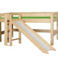 Lahe - Halfhigh bed with slide and platform - 90x200 cm - Natural
