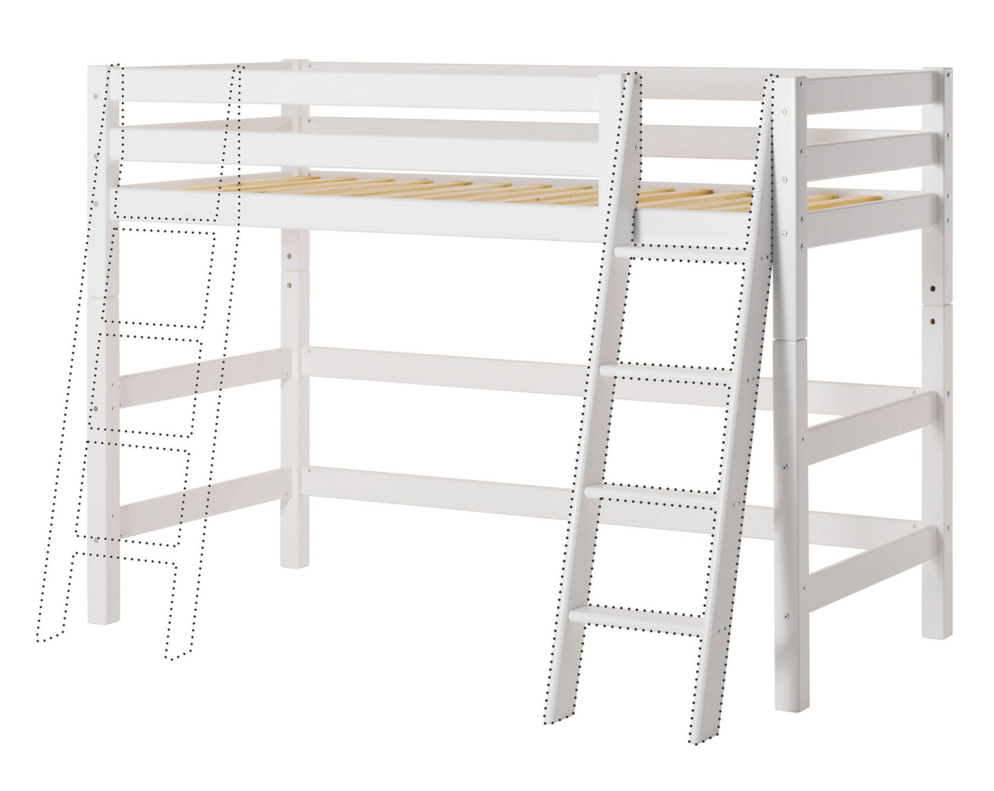 ECO Luxury - Mid high bed - Slant ladder - 90x200 cm - white