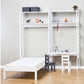 Storey - 2-osainen hylly, 4 hyllyä, sänky 70x160 cm ja työpöytä - 80 cm - Valkoinen