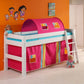 Lahe - Half high bed with slant ladder - 90x200 cm - White in a vibrant children's room setting.