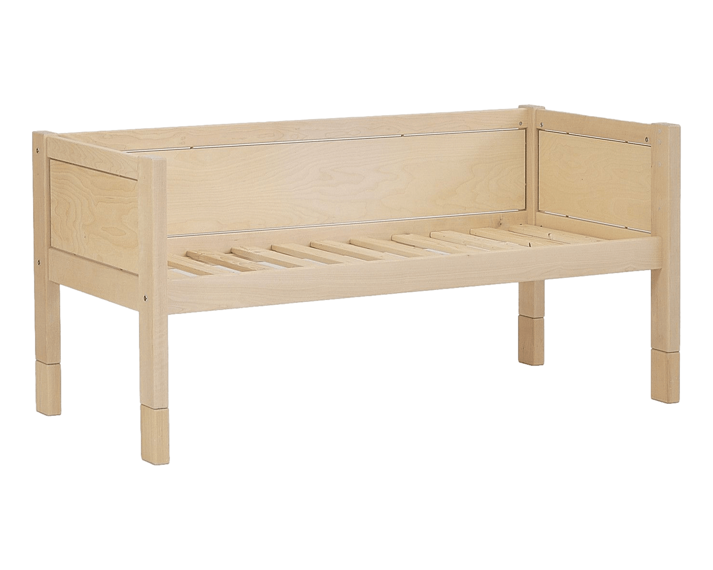 Jerwen - Compact bed - 70x160 cm made of natural birch wood with safety barrier and ladder for kids.