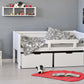 Jerwen - Compact bed - 70x160 cm in a child's bedroom with storage drawers and decorative bedding.