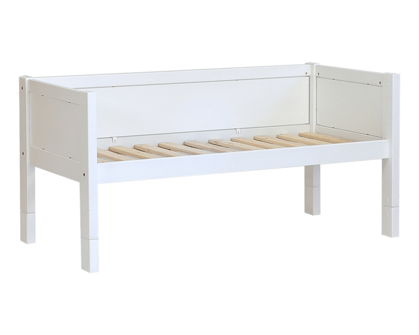 Jerwen - Compact bed - 70x160 cm in white, perfect for a child's bedroom with durable birch wood and safety features.