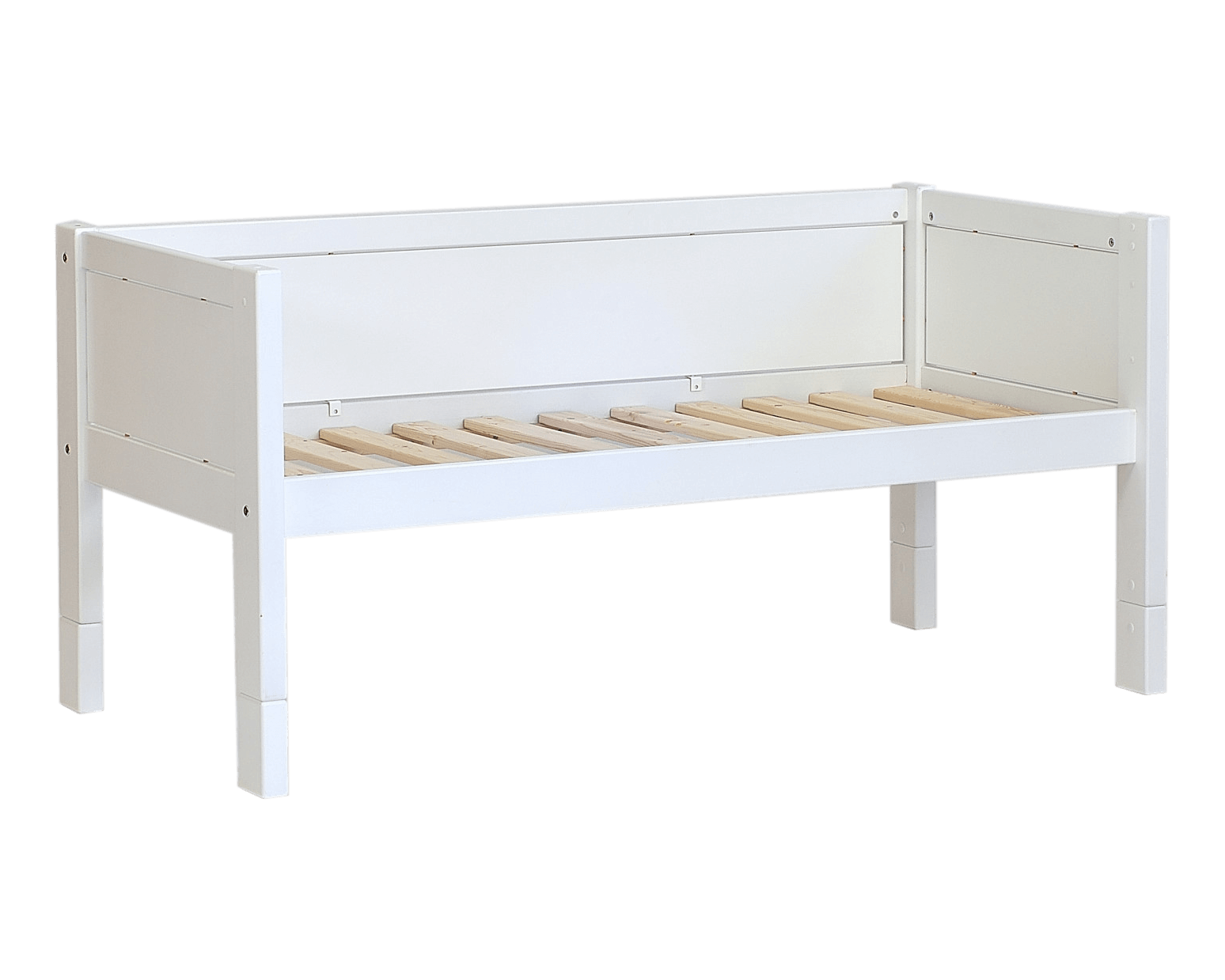 Jerwen - Compact bed - 70x160 cm in white, perfect for a child's bedroom with durable birch wood and safety features.