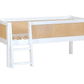 Jerwen - Compact bed with safety barrier and ladder - 70x160 cm in white with ladder and storage space.
