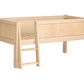 Jerwen - Compact bed with safety barrier and ladder - 70x160 cm, made of natural birch wood, with ladder and storage space.