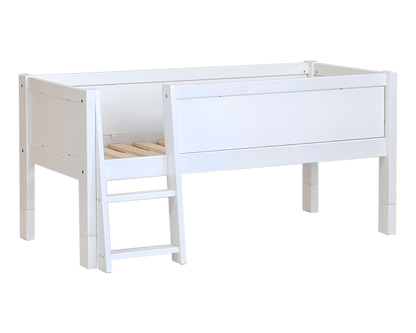 Jerwen - Compact bed with safety barrier and ladder - 70x160 cm, made of durable birch wood with a ladder.