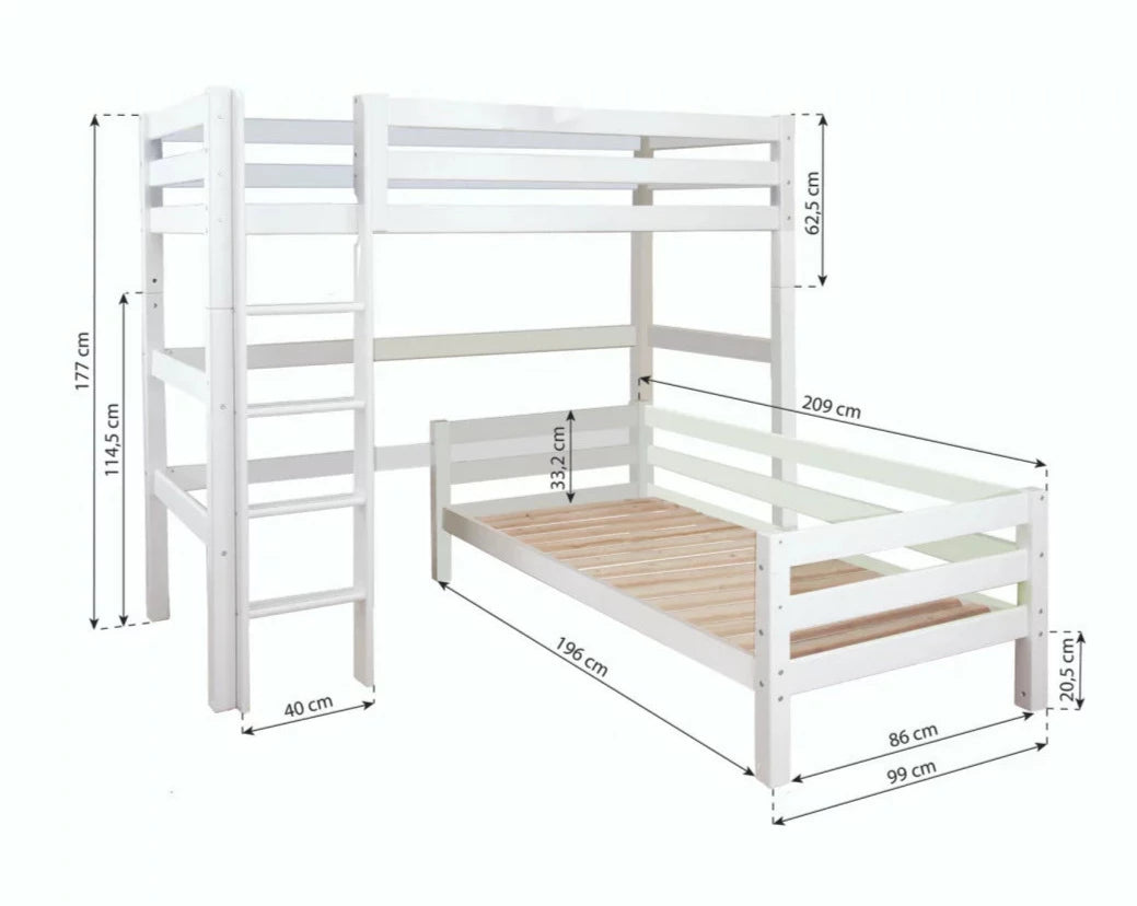ECO Luxury - Угол двухъярусной кровати - 90x200 см - белый