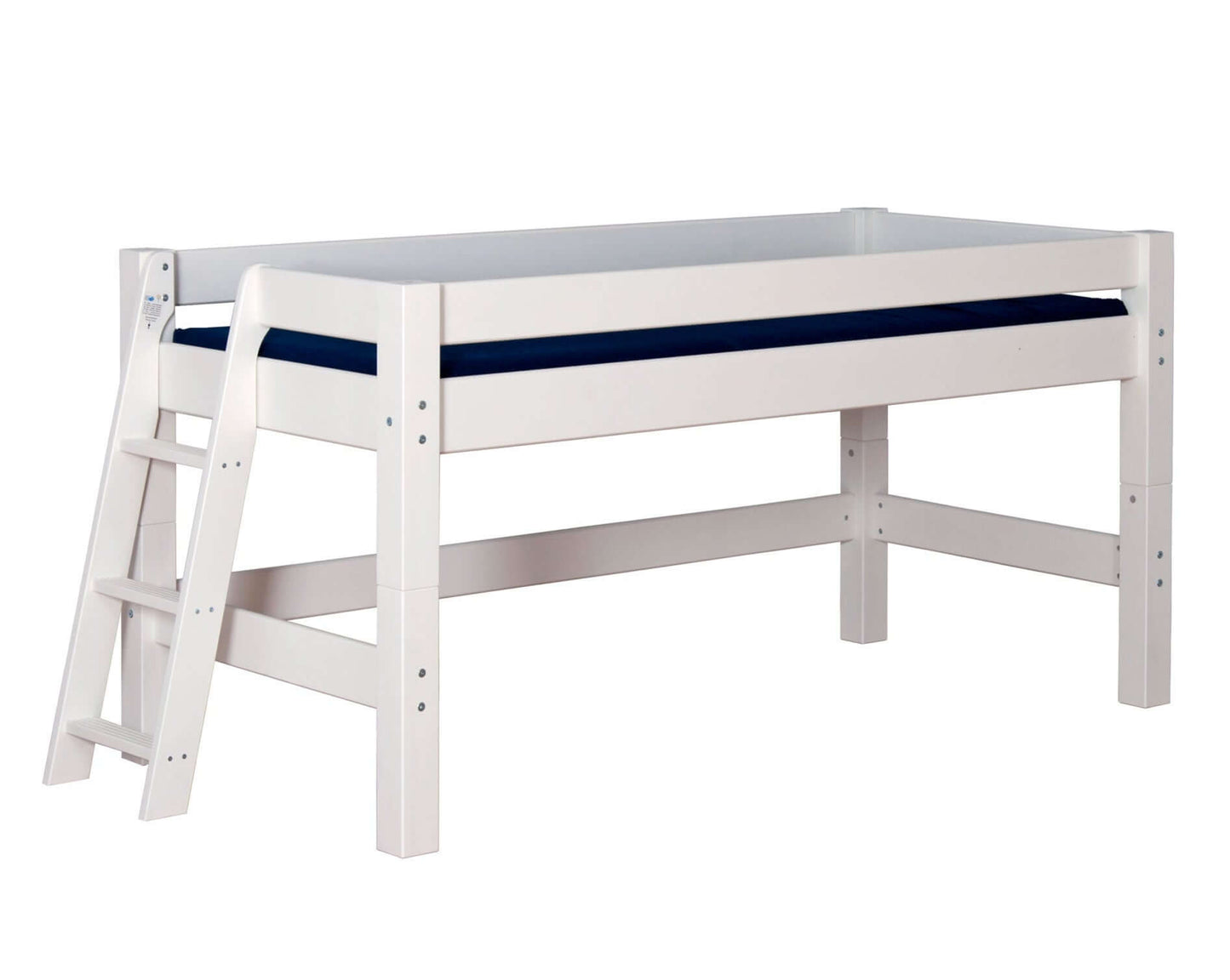 Lahe - Half high bed with slant ladder end mount - 90x200 cm - White