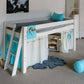 Lahe - Half high bed with slant ladder end mount - 90x200 cm - White displayed in a stylish children's room.