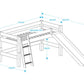 Lahe - Half high bed with slant ladder and slide - 90x200 cm - White dimensions and design illustration.