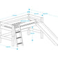 Lahe - Кровать полувысокая с наклонной лестницей и горкой - 90x200 см - Белый